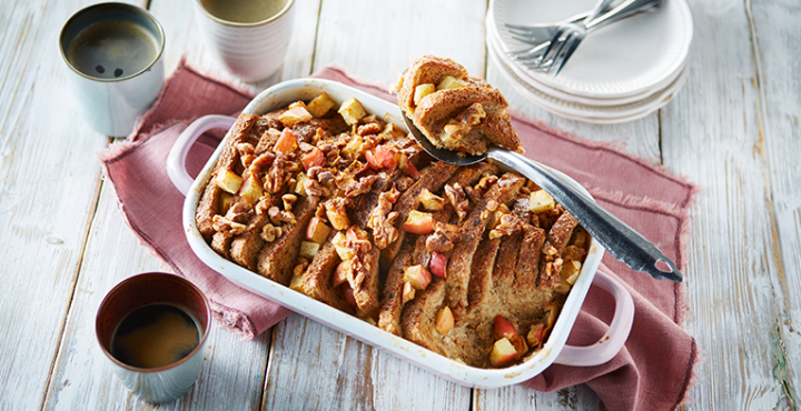 Volkoren broodpudding met appel en walnoot